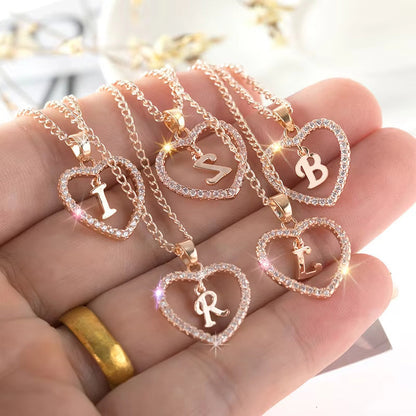 26 Letters Heart-Shaped Pendant Necklace