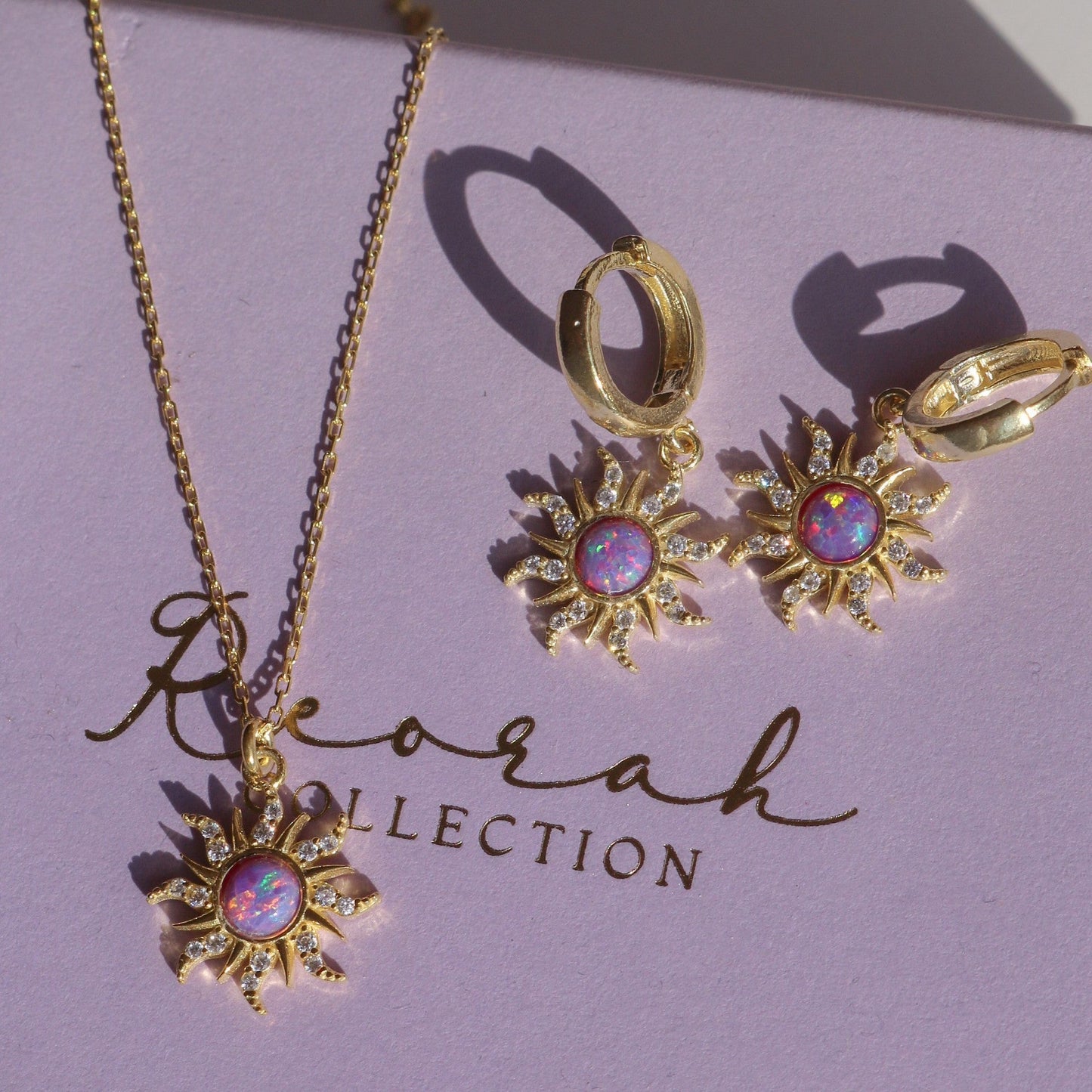 Vintage Multicolour Opal Pendant Necklace & Jewelry Set