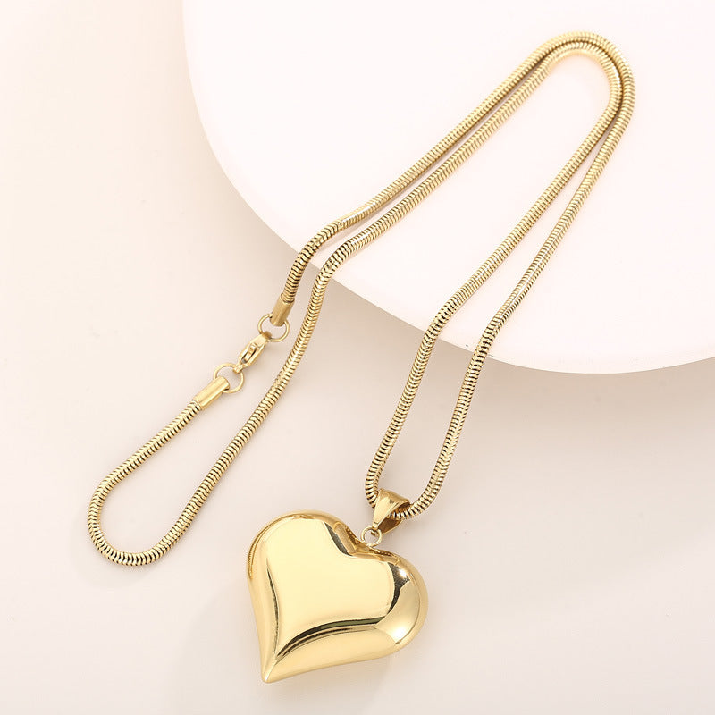 Gold Silver Plain Heart-Shaped Necklace