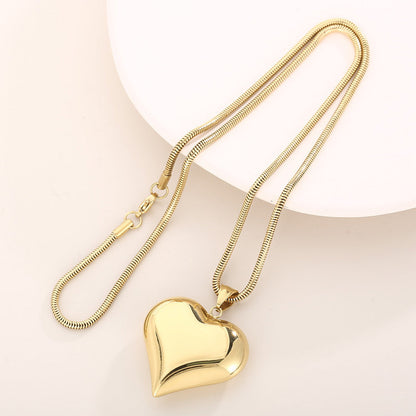 Gold Silver Plain Heart-Shaped Necklace