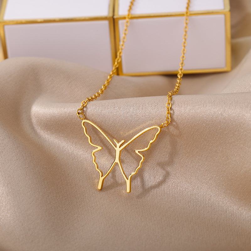 Hollow Butterfly Wings Pendant Necklace