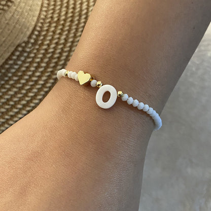26 Letters White Shell Beaded Bracelet for Women