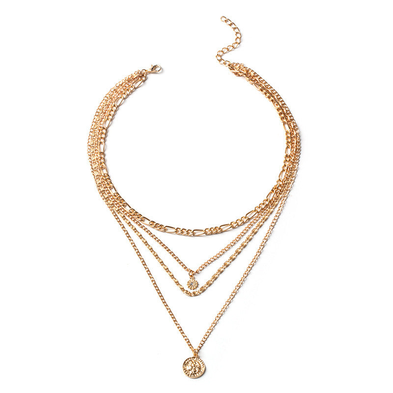 Multi-Layered Coin Chunky Gold Necklace