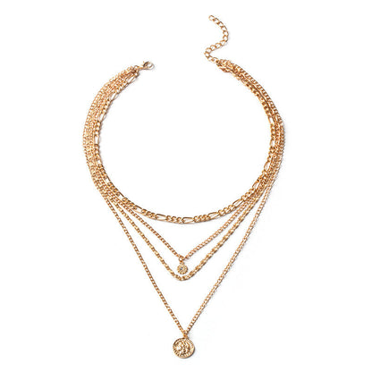 Multi-Layered Coin Chunky Gold Necklace
