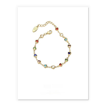 Gold & White Gold Candy Glass Heart Necklace & Bracelet Set