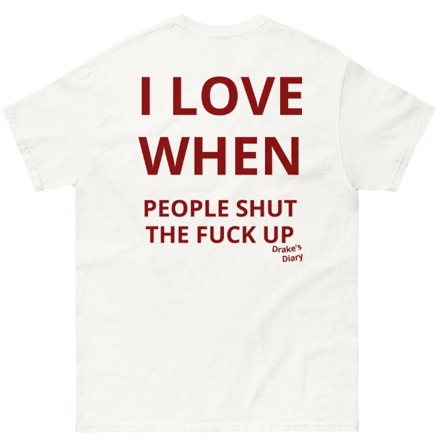 Women’s “Shut Up” Letter Print T-Shirt – Bold Graphic Short Sleeve Tee