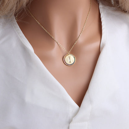 A-Z Round Necklace with Colourful Crystals