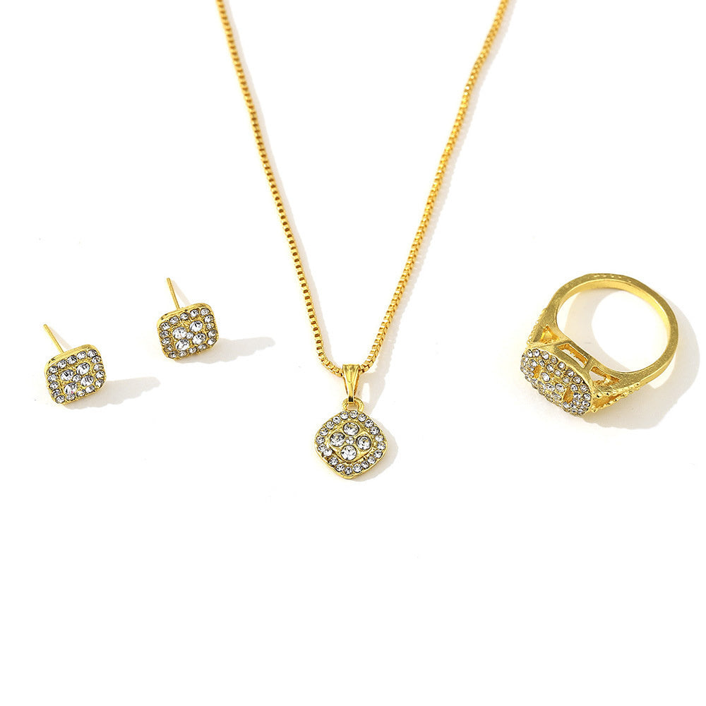 Ring, Stud Earrings, Necklace, 3Pc Set