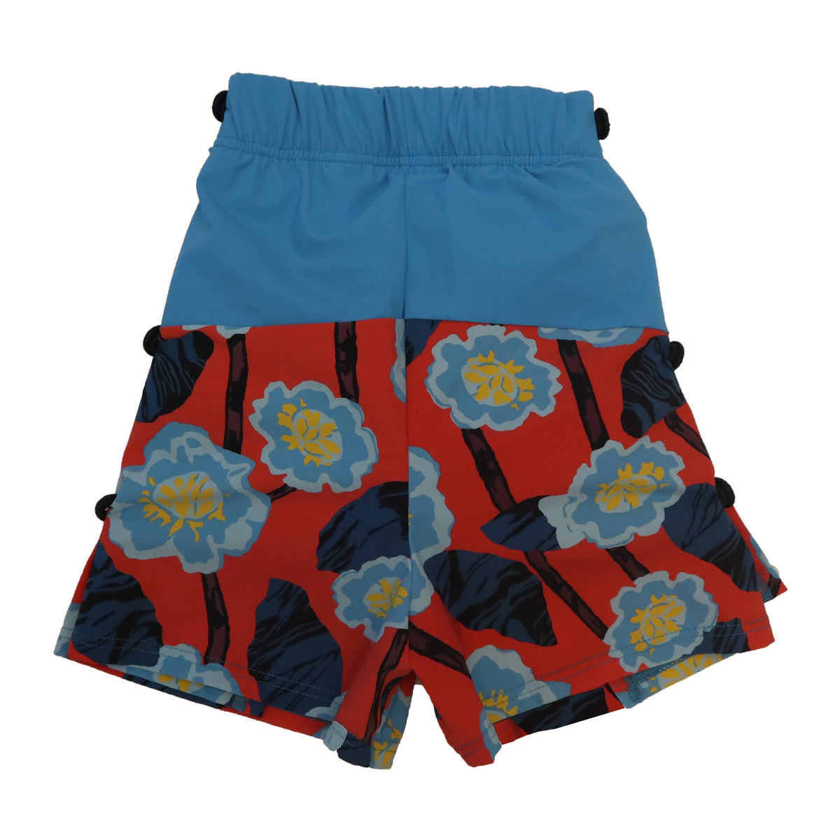 Boy's Wrap Swim Shorts - Floral Blue