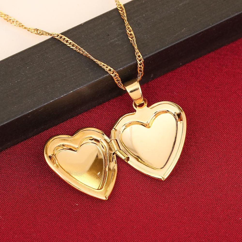 Gold Heart-Shaped Locket Pendant Necklace