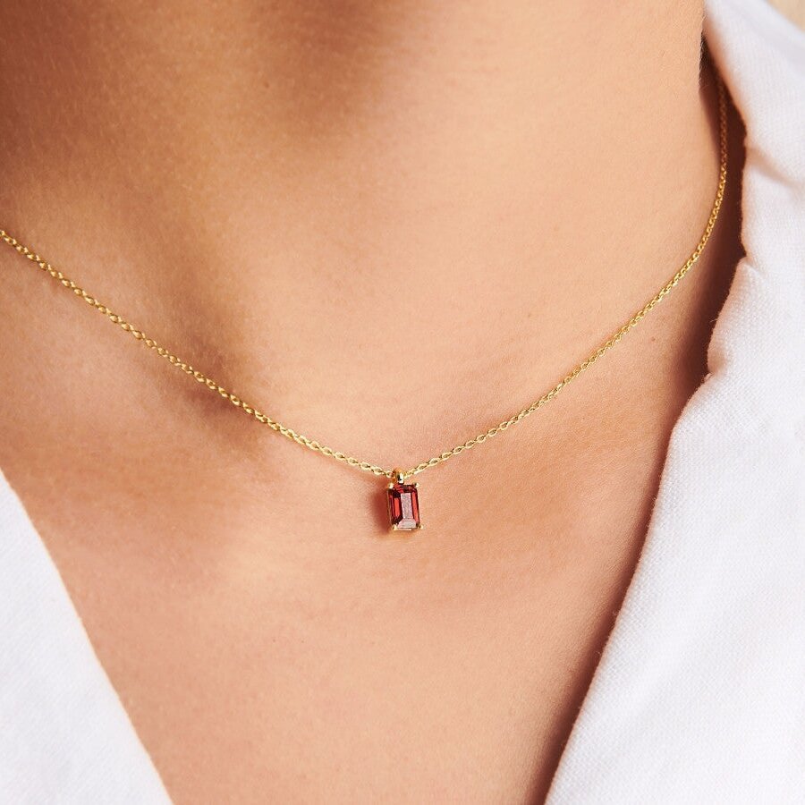 Titanium Steel Birthstone Necklaces