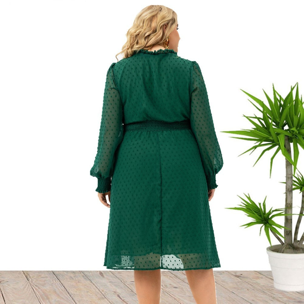 Women's Floral Cutout Chiffon Elegant Long Sleeve Fashion Dress