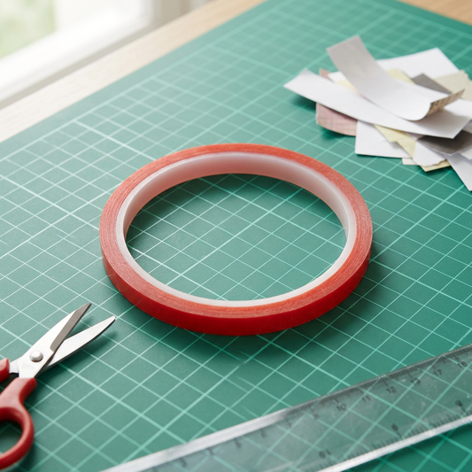 6mm x 5m Clear Double Sided Red Liner Tape for Crafts, Strong Sticky Adhesive