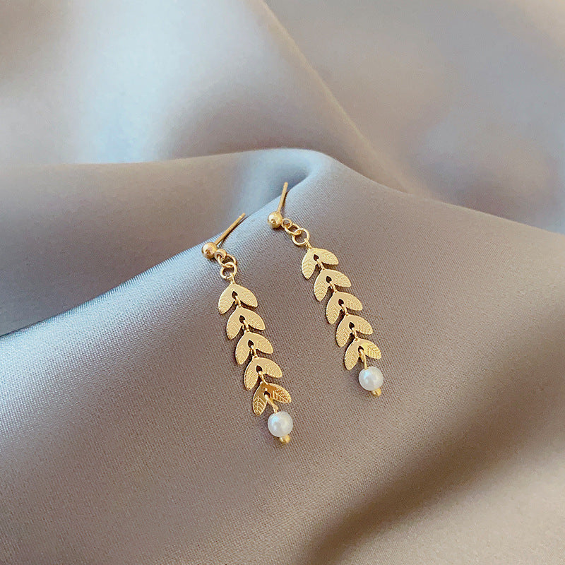 Wheat Pearl Necklace Earring Bracelet Set