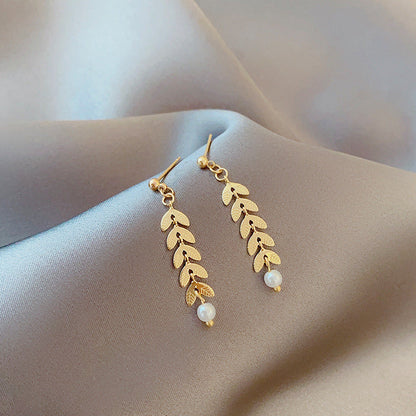 Wheat Pearl Necklace Earring Bracelet Set