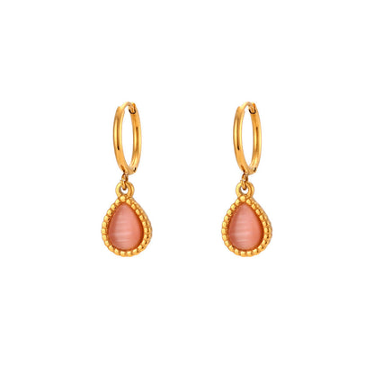 Minimalistic Water Drops Opal Earrings & Necklace