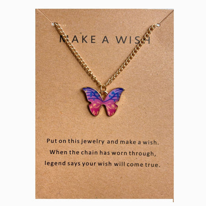 Coloured Butterfly Necklaces, 2Pc & 1Pc