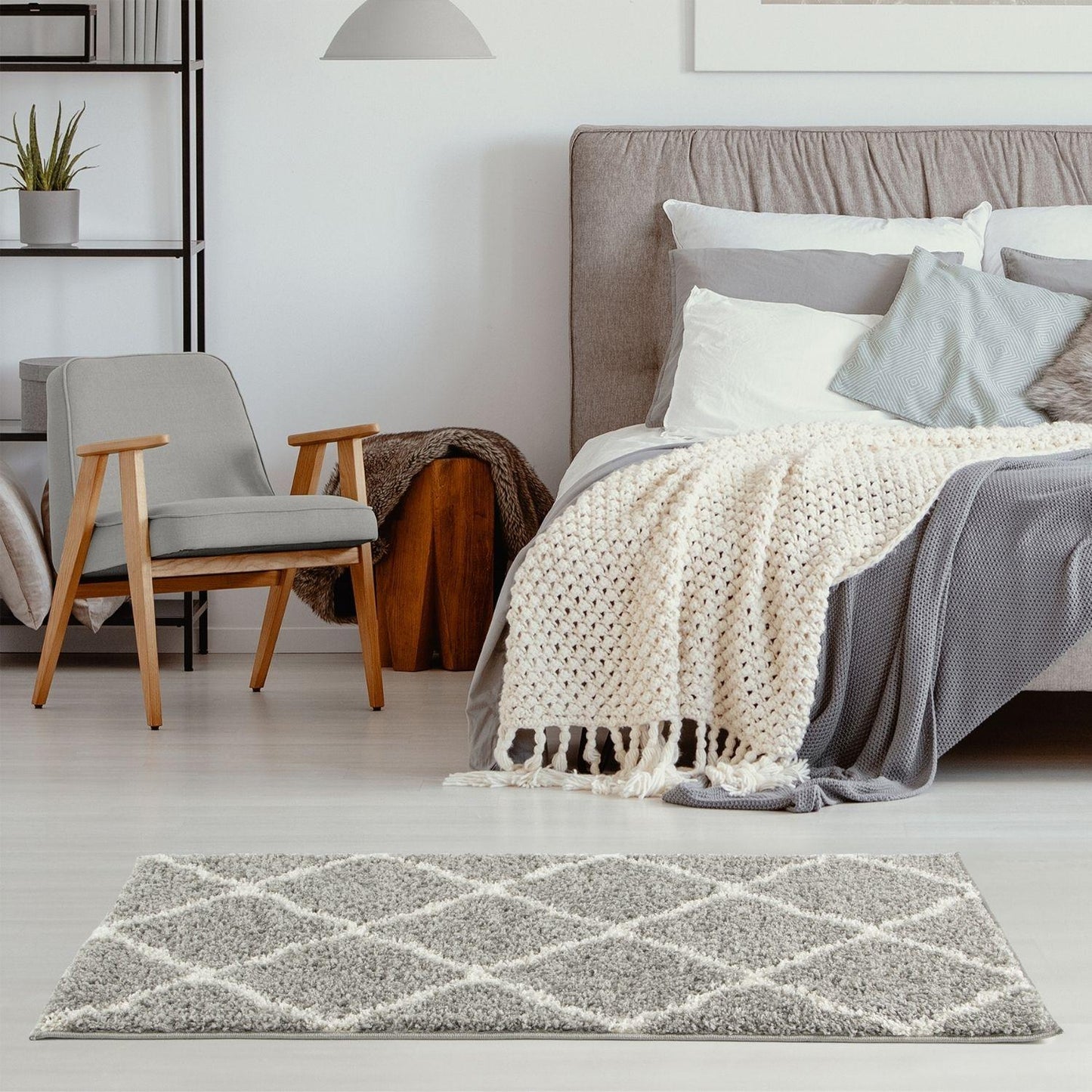 Moroccan Grey Shaggy Rug | 710