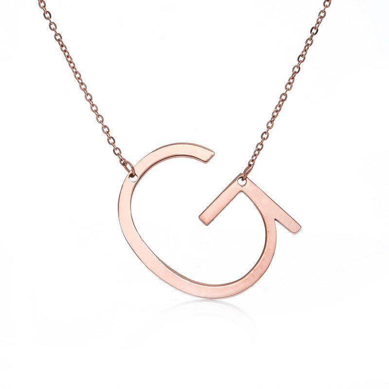 Big Initial Letter Pendant Necklace, Gold Silver, and Rose Gold