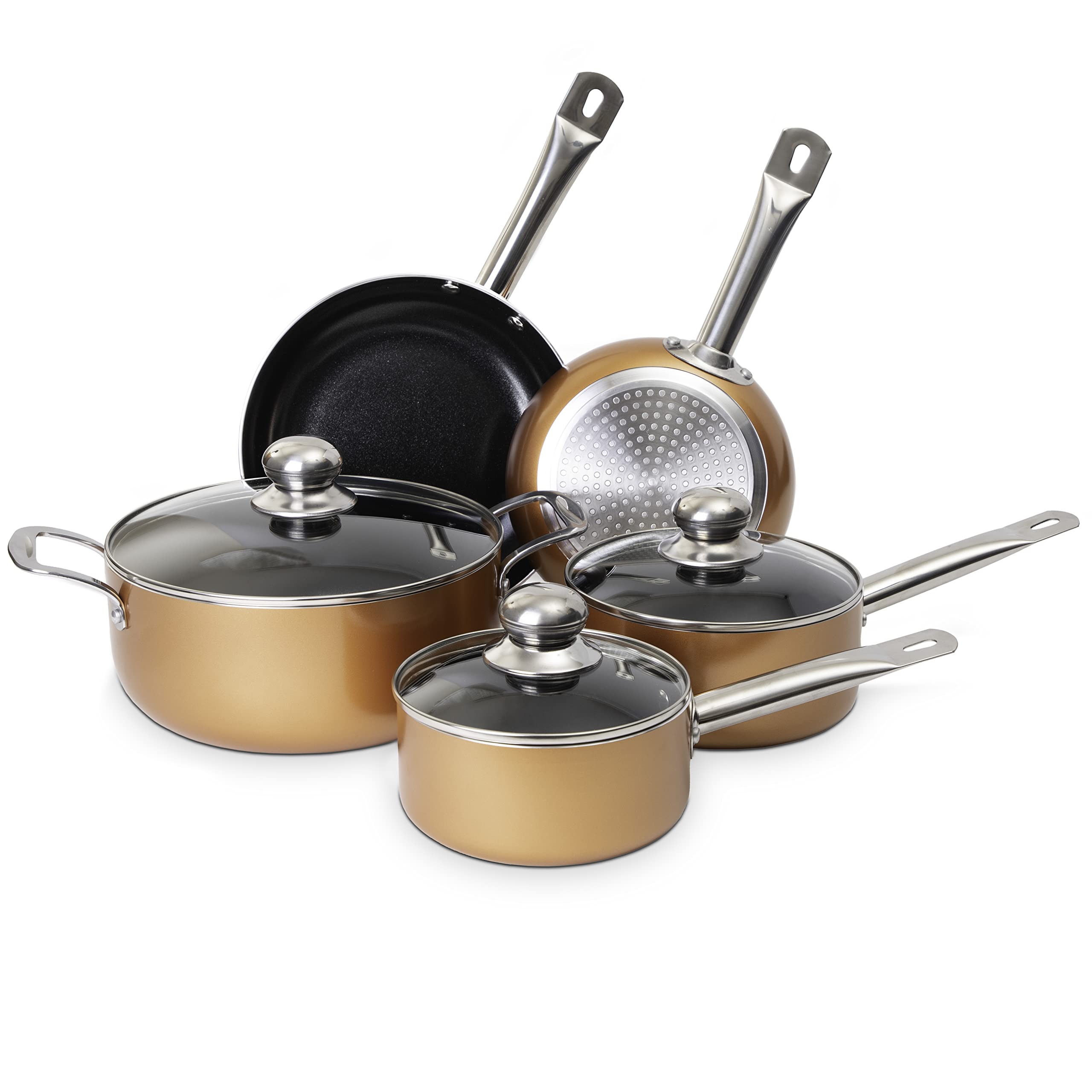 Non Stick Pots and Pans Set Induction Hob Pots Set 8pcs Kitchen Cookwa ...