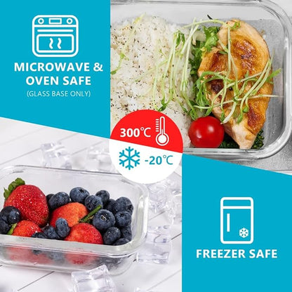 Glass Food Storage Containers with Airtight Lids - Assorted Sizes – 12 PACK