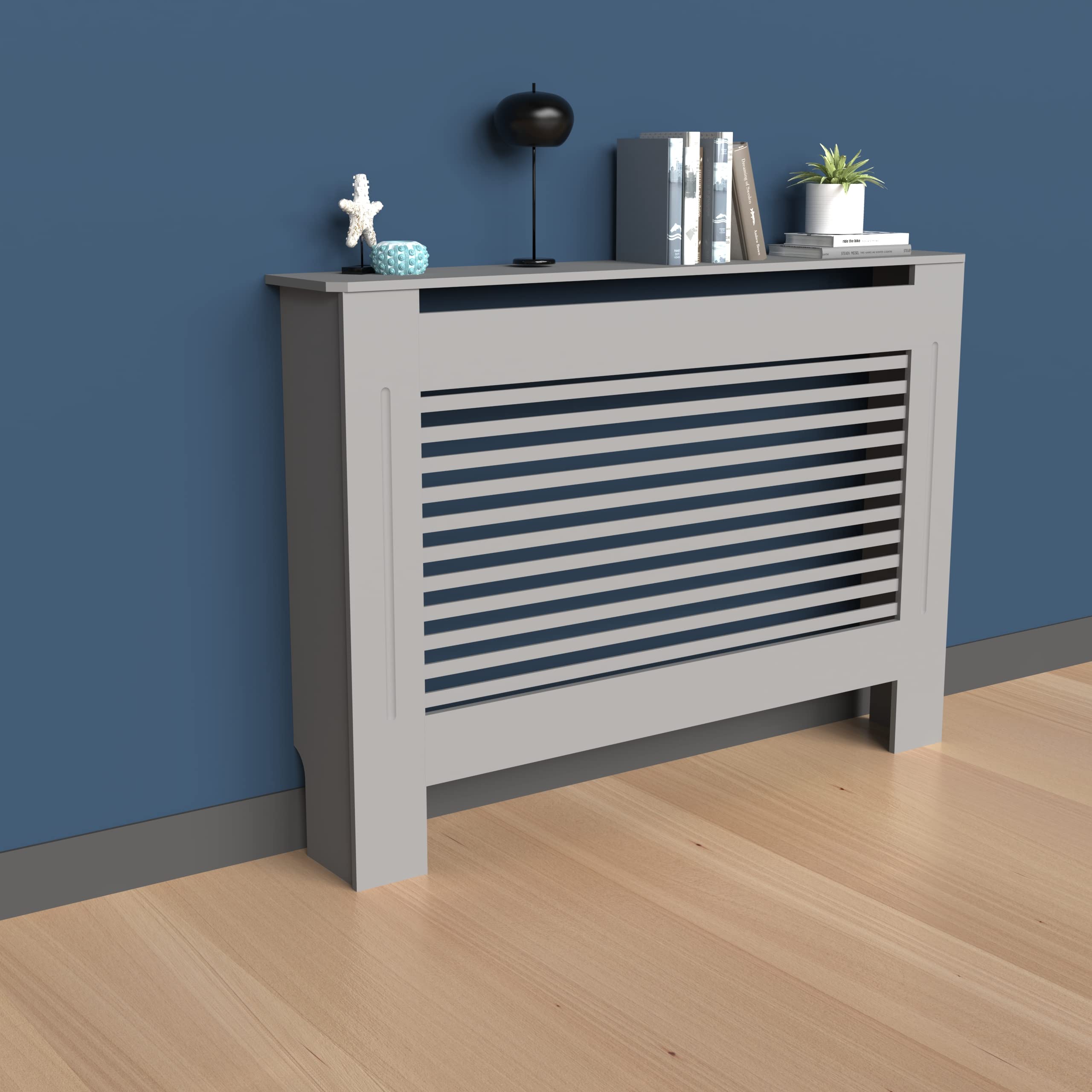 FATIVO High Radiator Cover Wood Cabinet: 92cm Height Grey Medium Heate ...