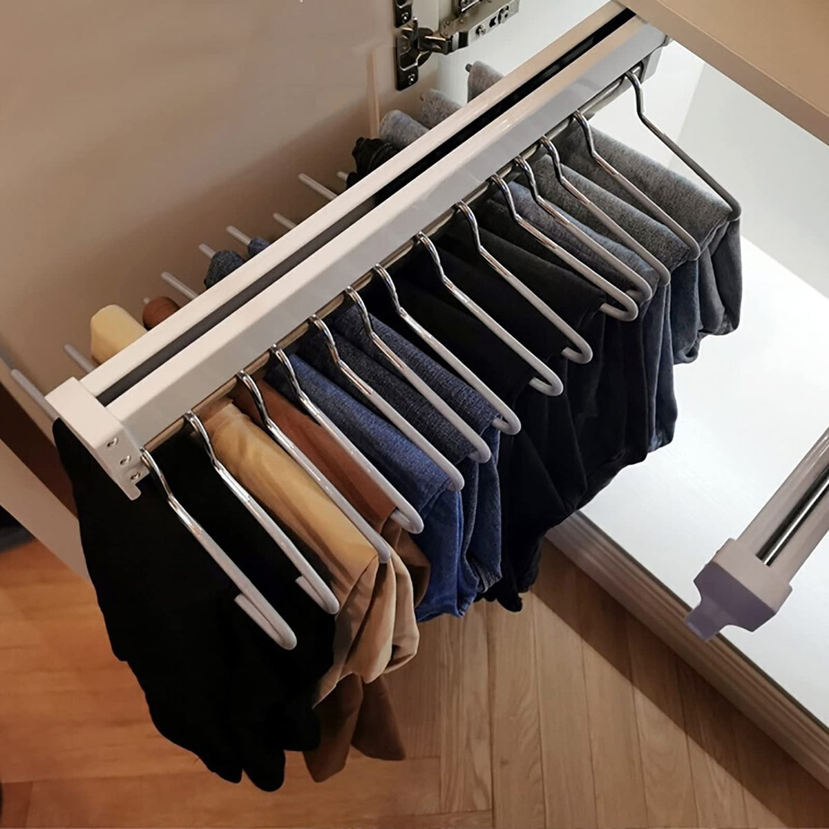 Pull Out Clothes Rail, Adjustable Pull Out Hanger Rail Rod for Wardrob ...