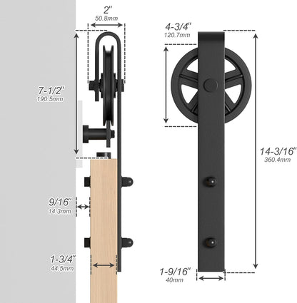 Sliding Barn Door Kit 6.6FT Heavy Duty Single Wood Door Track Black SANKEYTEW