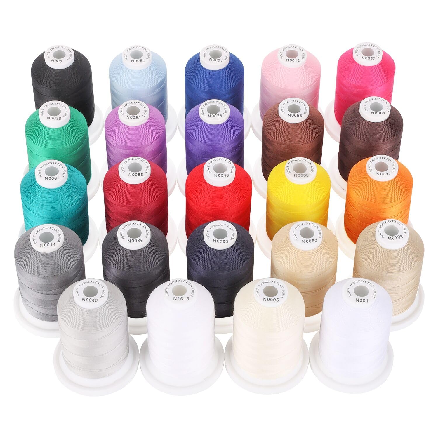 New brothread 24 Basic Colours Multi-Purpose 100% Mercerized Cotton Th ...
