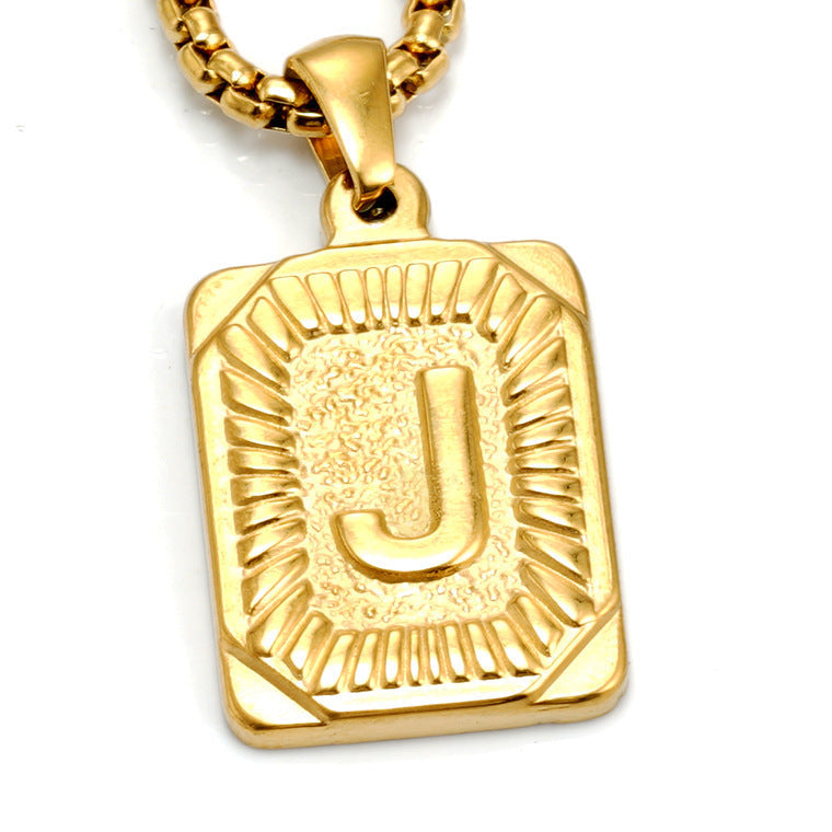A-Z Alphabet Titanium Steel Letter Pendant Necklace