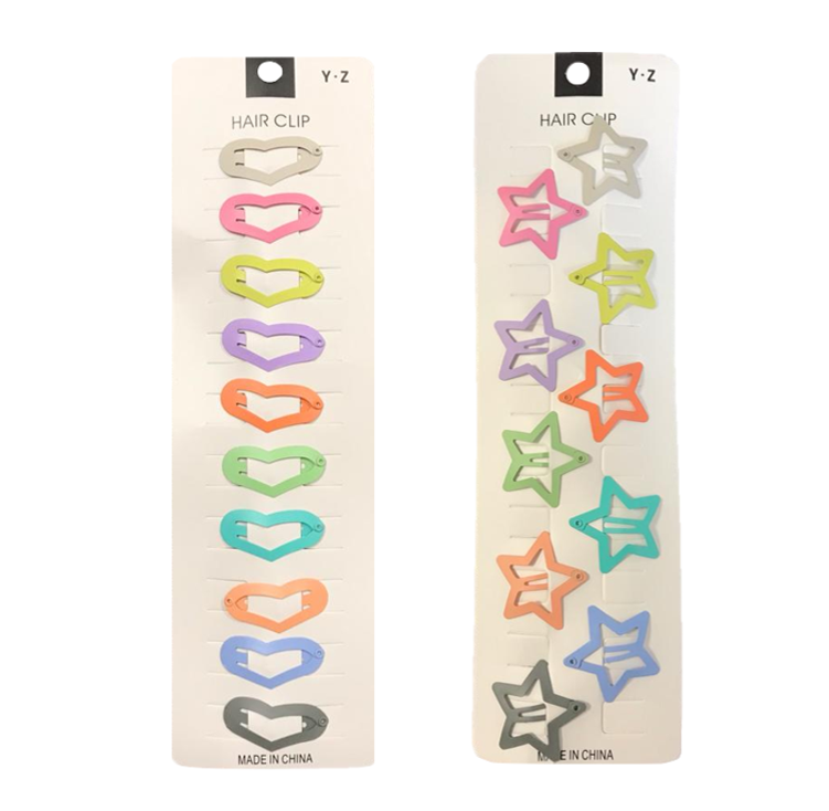 Heart Star Shape Hair Clips Pack of 10 Vibrant Colors