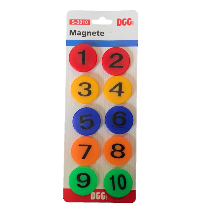 Colorful Round Fridge Magnet Numbers Pack Set of 10 Assorted Colours