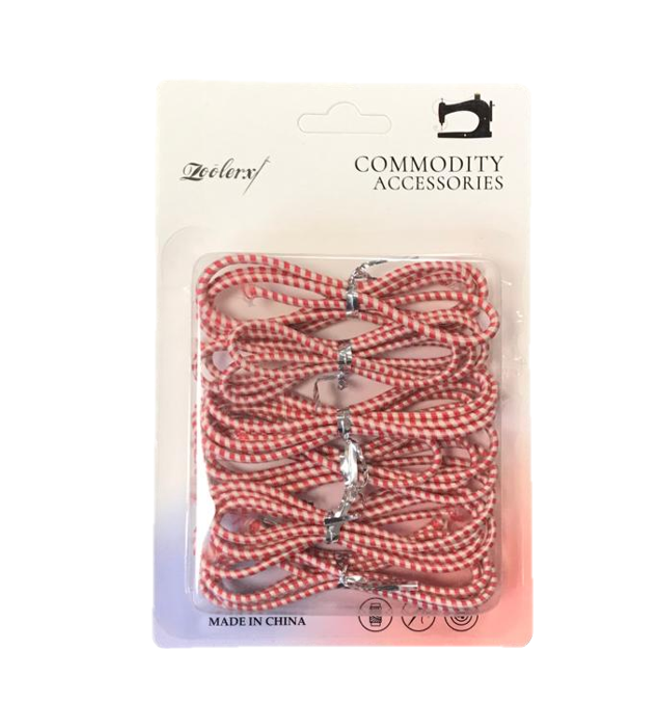 6Pack Striped Elastic Cords for Crafting and Sewing Needs