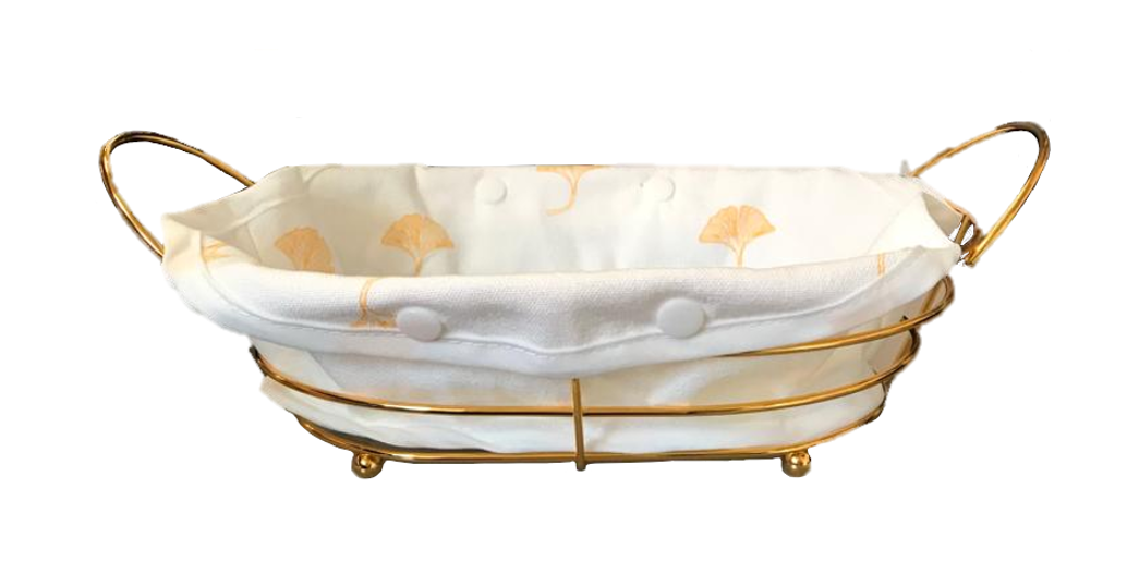 Elegant Gold Oval Fruit Bread Serving Basket with Handles