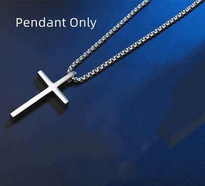Simple Titanium Steel Cross Pendant Necklace