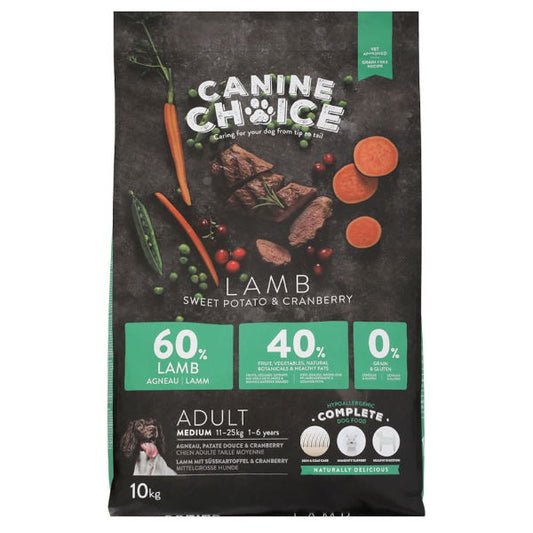 Canine Choice Super Premium Gf Medium Adult Dry Lamb 10kg