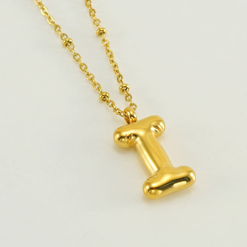 Bubble Letter Pendant Necklace A-Z