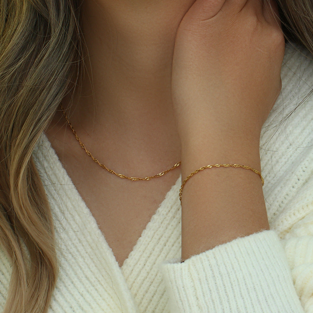 Water Wave Chain Bracelet & Necklace Set