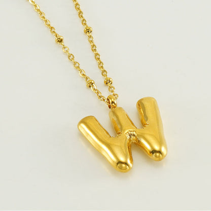 Bubble Letter Pendant Necklace A-Z