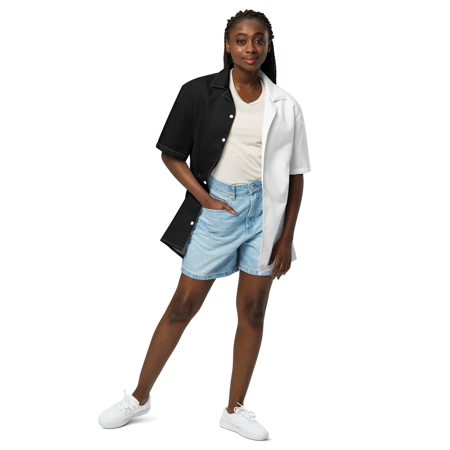 Half Black Half White - Unisex Button Shirt