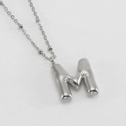 Bubble Letter Pendant Necklace A-Z
