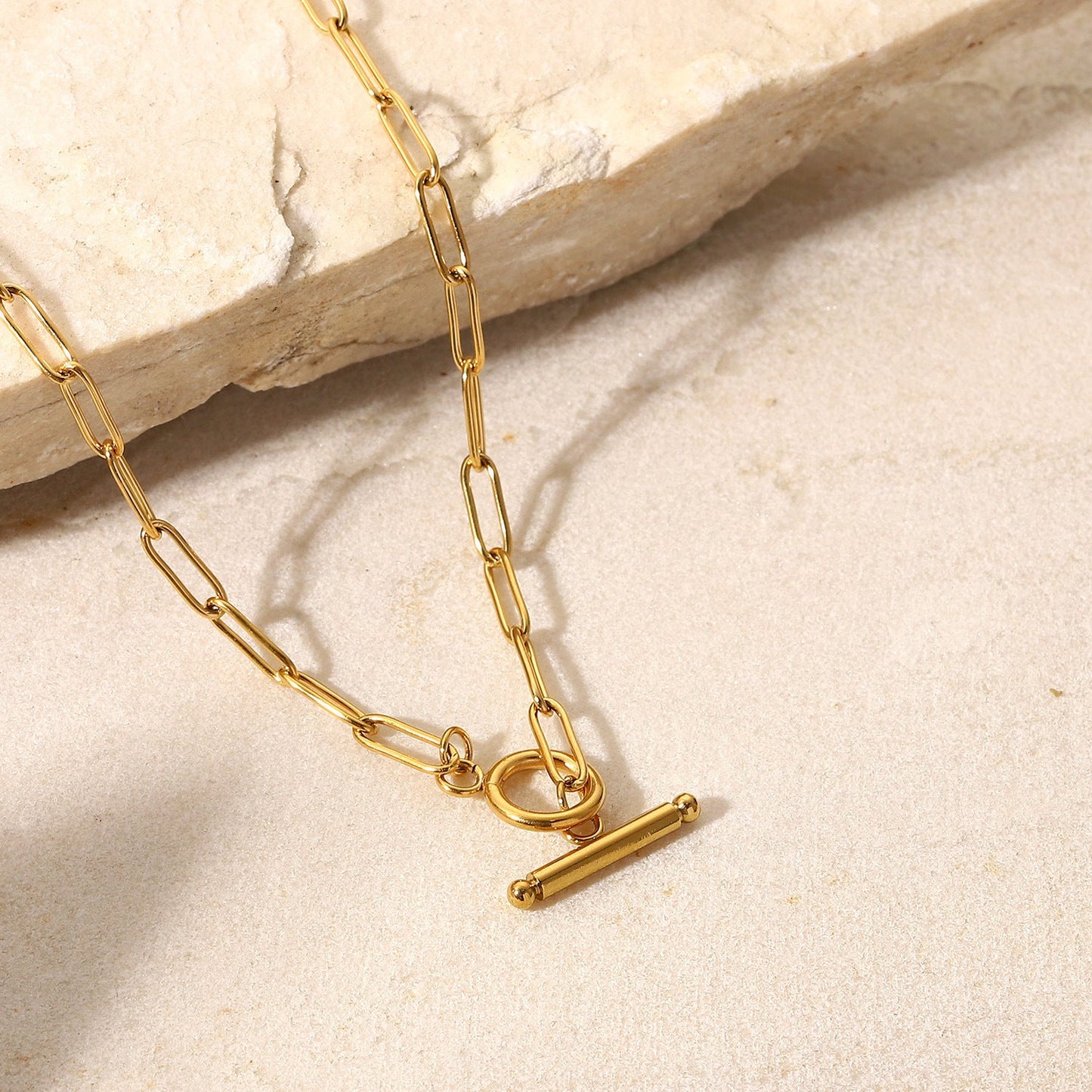 Gold Geometric Stainless Steel OT Chain Necklace