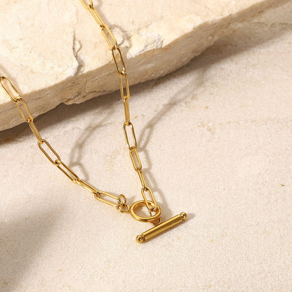 Gold Geometric Stainless Steel OT Chain Necklace