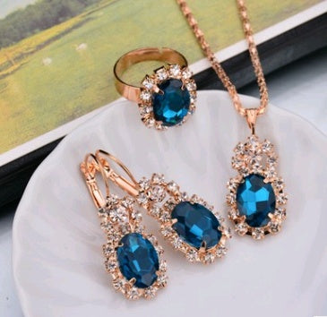 Water Drop Diamond Necklace, Earrings & Rings Sets