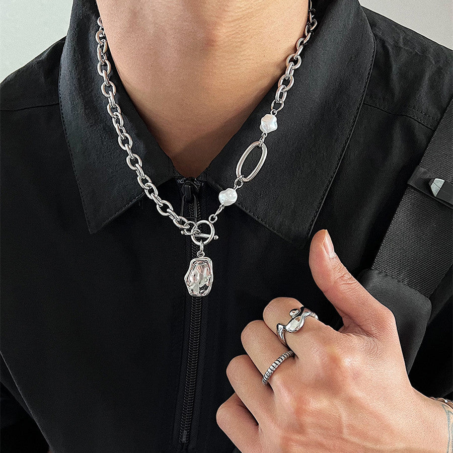 Irregular Geometric Spliced Necklace