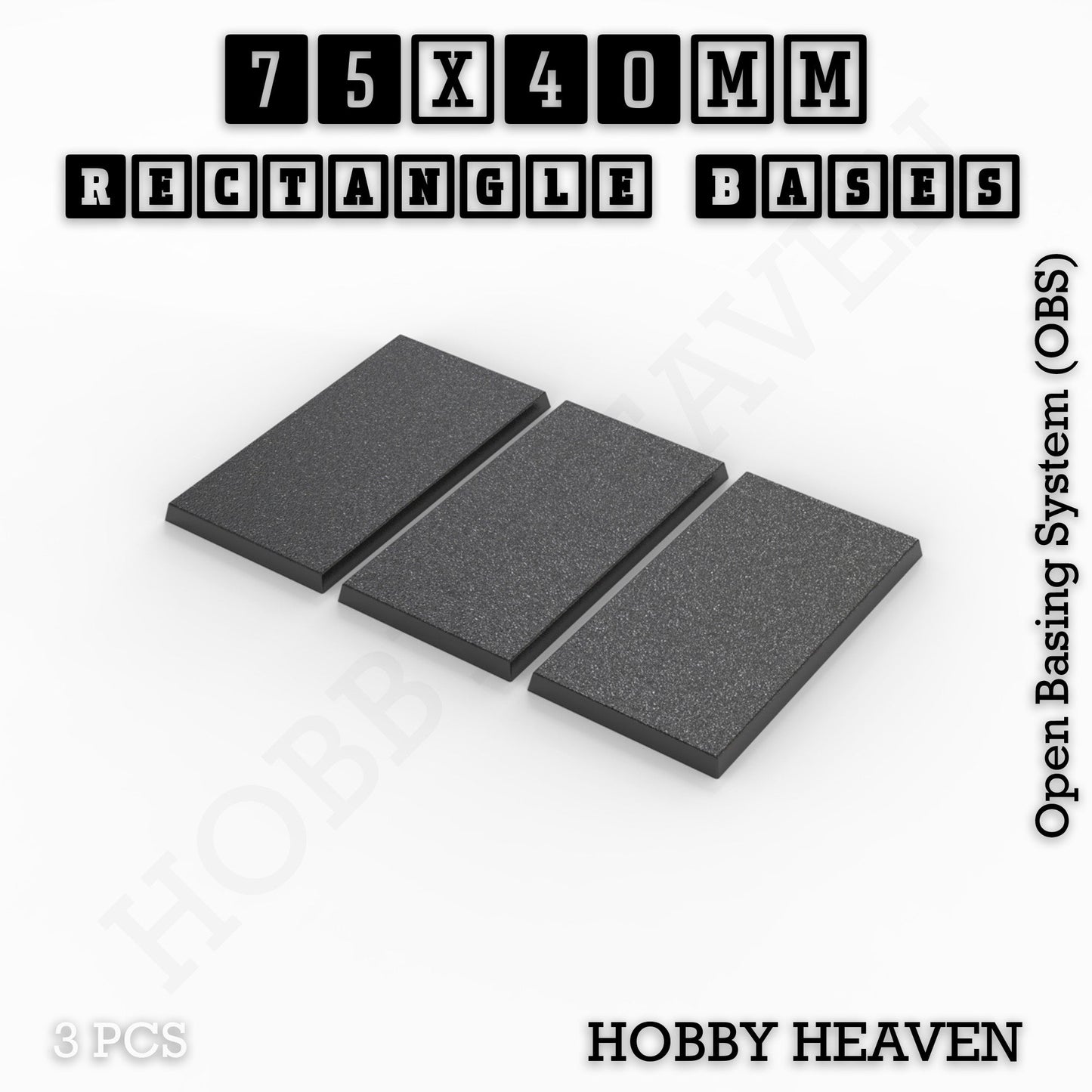 Rectangle Bases Range Sizes - 75x30mm to 125x40mm Medium Sizes 3d Print Full Range Tabletop Games