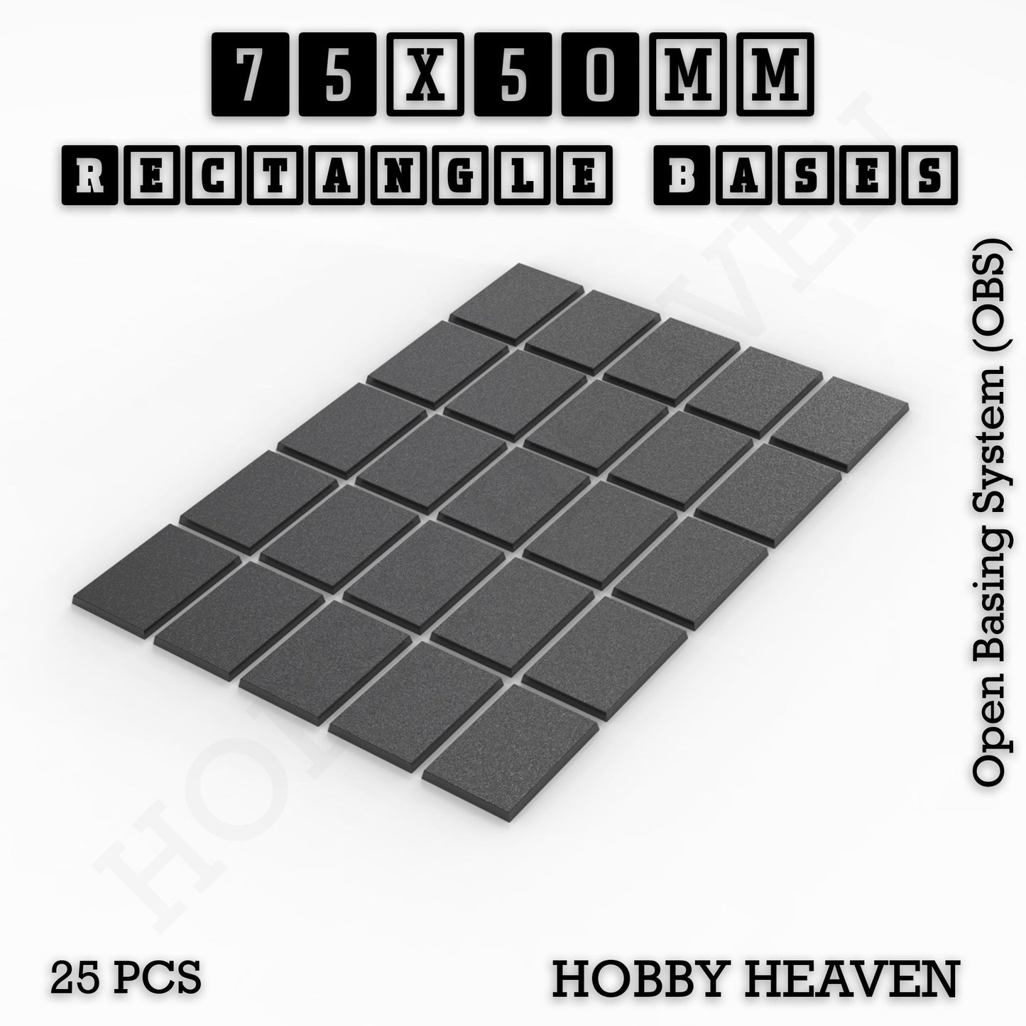 Rectangle Bases Range Sizes - 75x30mm to 125x40mm Medium Sizes 3d Print Full Range Tabletop Games