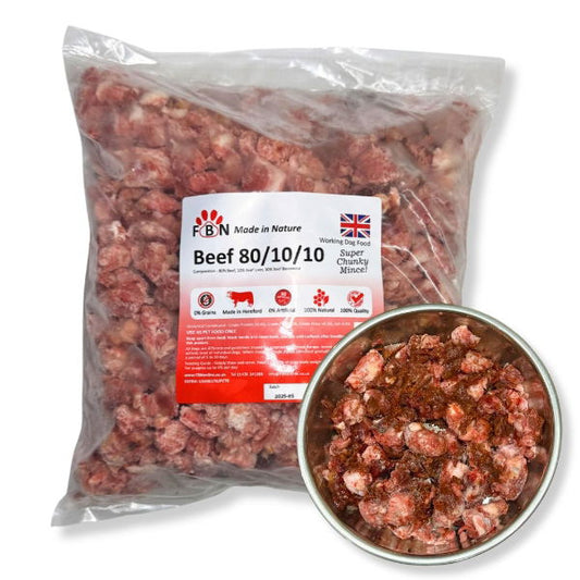 Fur Baby Nutrition Beef 80-10-10 Frozen Dog Food 1kg
