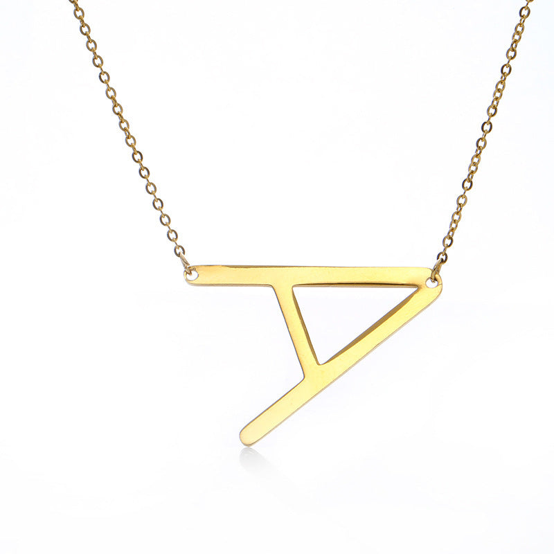 Big Initial Letter Pendant Necklace, Gold Silver, and Rose Gold