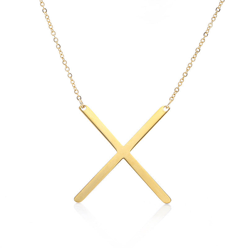Big Initial Letter Pendant Necklace, Gold Silver, and Rose Gold